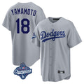 Johmsee LA.Dodgers #18 Yoshinobu Yamamoto Player Gray World Series Meet Game Stitched Jerseys