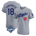 Johmsee LA.Dodgers #18 Yoshinobu Yamamoto Player Gray World Series Meet Limited Elite Home Stitched Jerseys