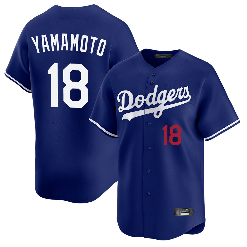 Johmsee LA.Dodgers #18 Yoshinobu Yamamoto Player Royal Limited Home Stitched Jerseys
