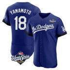 Johmsee LA.Dodgers #18 Yoshinobu Yamamoto Player Royal World Series City Connect Elite Home Stitched Jerseys