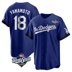 Johmsee LA.Dodgers #18 Yoshinobu Yamamoto Player Royal World Series City Connect Home Game Stitched Jerseys