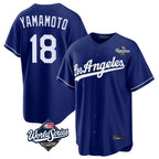 Johmsee LA.Dodgers #18 Yoshinobu Yamamoto Player Royal World Series Game Stitched Jerseys