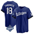 Johmsee LA.Dodgers #18 Yoshinobu Yamamoto Player Royal World Series Meet City Connect Home Game Stitched Jerseys