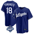 Johmsee LA.Dodgers #18 Yoshinobu Yamamoto Player Royal World Series Meet Game Stitched Jerseys