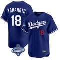 Johmsee LA.Dodgers #18 Yoshinobu Yamamoto Player Royal World Series Meet Limited Home Stitched Jerseys