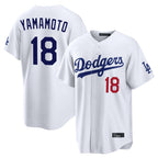 Johmsee LA.Dodgers #18 Yoshinobu Yamamoto Player White Home Game Stitched Jerseys