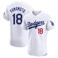 Johmsee LA.Dodgers #18 Yoshinobu Yamamoto Player White Limited Elite Home Stitched Jerseys