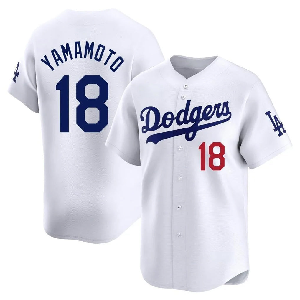Johmsee LA.Dodgers #18 Yoshinobu Yamamoto Player White Limited Home Stitched Jerseys