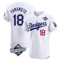 Johmsee LA.Dodgers #18 Yoshinobu Yamamoto Player White World Series Limited Elite Home Stitched Jerseys