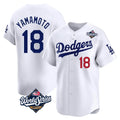 Johmsee LA.Dodgers #18 Yoshinobu Yamamoto Player White World Series Limited Home Stitched Jerseys