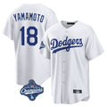 Johmsee LA.Dodgers #18 Yoshinobu Yamamoto Player White World Series Meet Game Home Stitched Jerseys