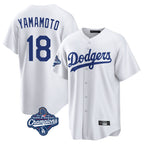Johmsee LA.Dodgers #18 Yoshinobu Yamamoto Player White World Series Meet Game Home Stitched Jerseys