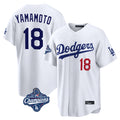 Johmsee LA.Dodgers #18 Yoshinobu Yamamoto Player White World Series Meet Home Game Stitched Jerseys