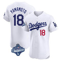 Johmsee LA.Dodgers #18 Yoshinobu Yamamoto Player White World Series Meet Limited Elite Home Stitched Jerseys