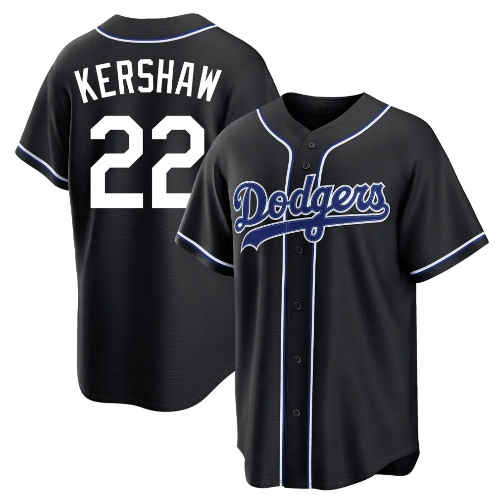Johmsee LA.Dodgers #22 Clayton Kershaw Player Black Carbon Limited Home Stitched Jerseys