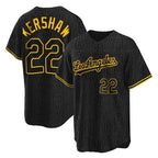 Johmsee LA.Dodgers #22 Clayton Kershaw Player Black Snake Skin City Game Home Stitched Jerseys