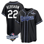 Johmsee LA.Dodgers #22 Clayton Kershaw Player Black World Series Carbon Limited Home Stitched Jerseys
