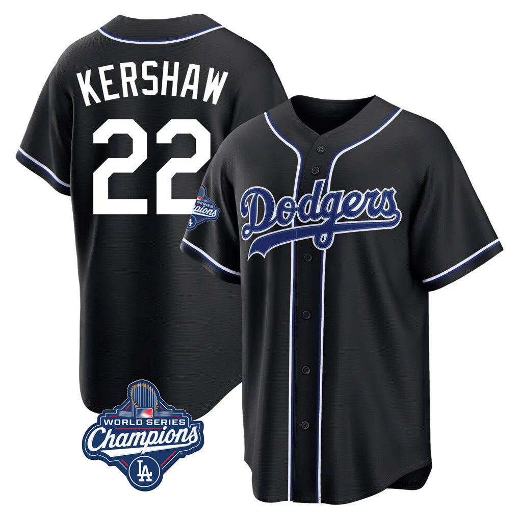 Johmsee LA.Dodgers #22 Clayton Kershaw Player Black World Series Meet Carbon Limited Home Stitched Jerseys