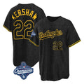 Johmsee LA.Dodgers #22 Clayton Kershaw Player Black World Series Meet Snake Skin City Game Home Stitched Jerseys