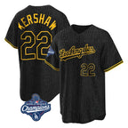 Johmsee LA.Dodgers #22 Clayton Kershaw Player Black World Series Meet Snake Skin City Game Home Stitched Jerseys