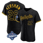 Johmsee LA.Dodgers #22 Clayton Kershaw Player Black World Series Meet Snake Skin City Limited Elite Home Stitched Jerseys