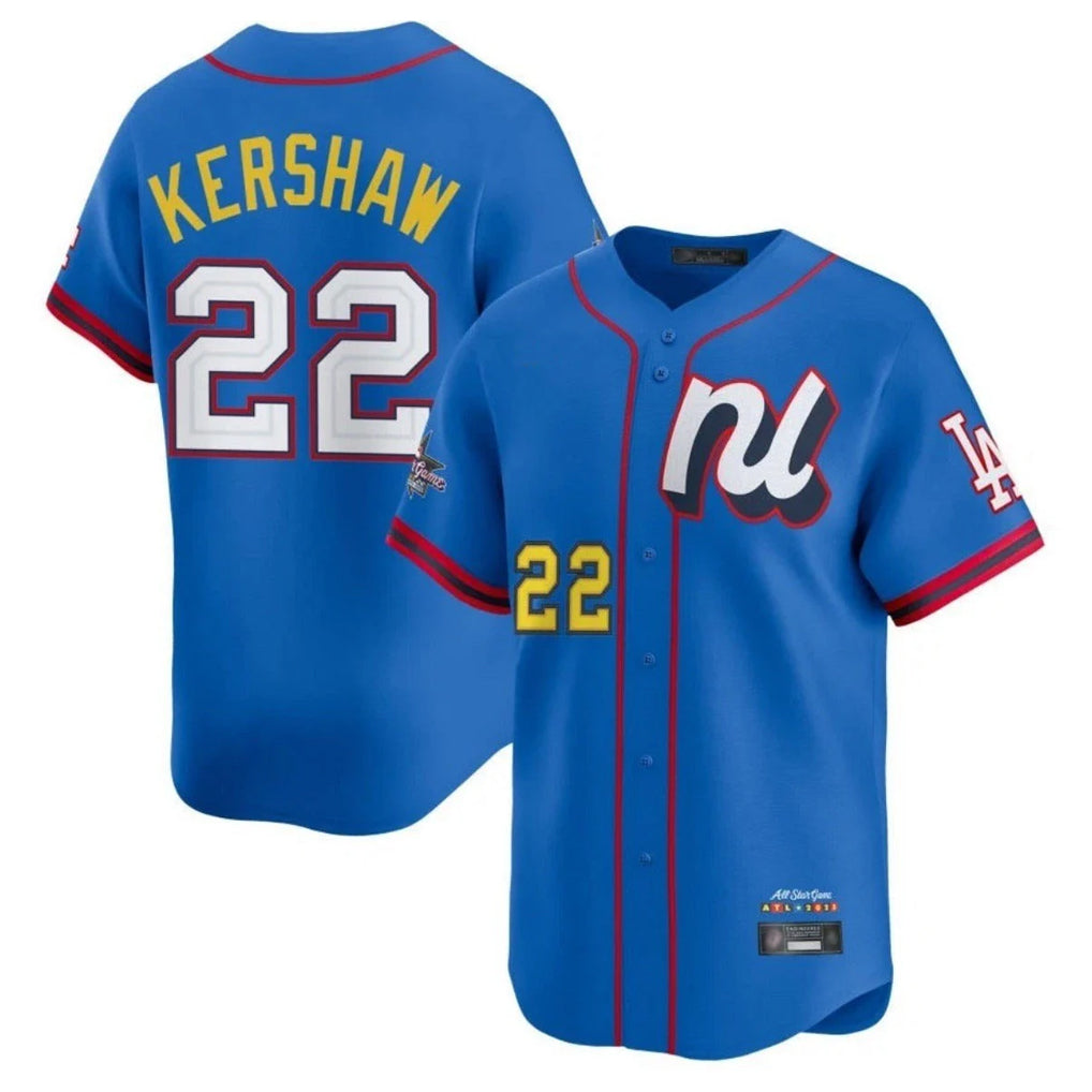 Johmsee LA.Dodgers #22 Clayton Kershaw Player Blue All-Star Limited Home Stitched Jerseys