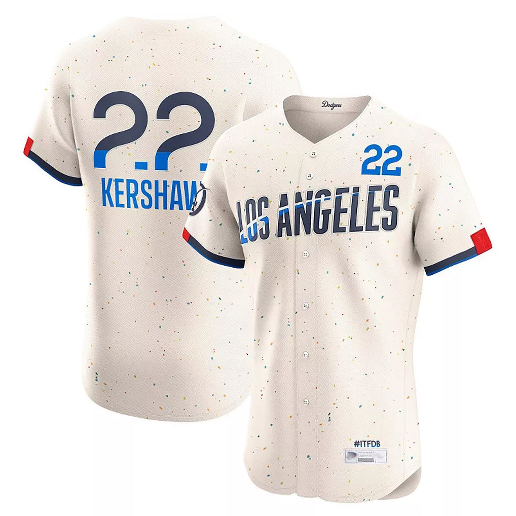 Johmsee LA.Dodgers #22 Clayton Kershaw Player Cream City Connect Limited Elite Home Stitched Jerseys