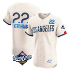 Johmsee LA.Dodgers #22 Clayton Kershaw Player Cream World Series City Connect Limited Elite Home Stitched Jerseys