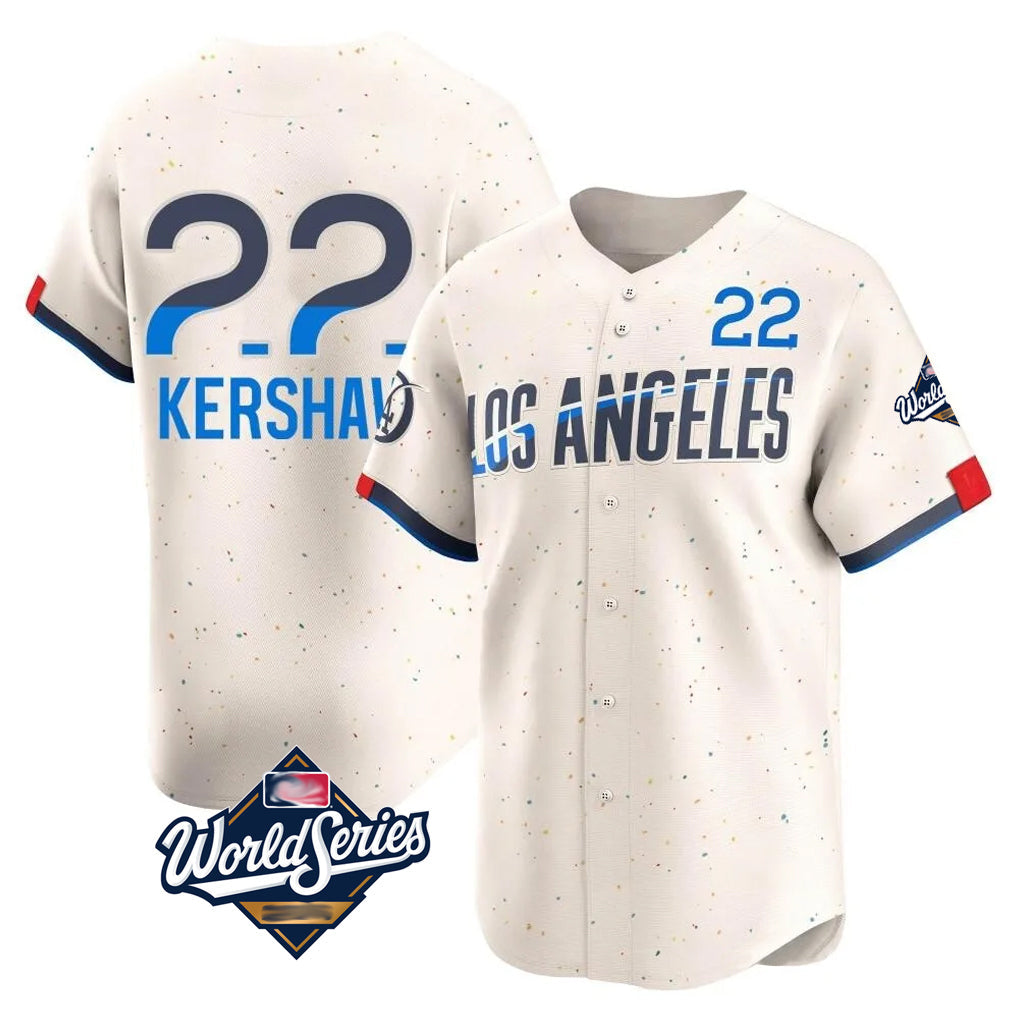 Johmsee LA.Dodgers #22 Clayton Kershaw Player Cream World Series City Connect Limited Home Stitched Jerseys