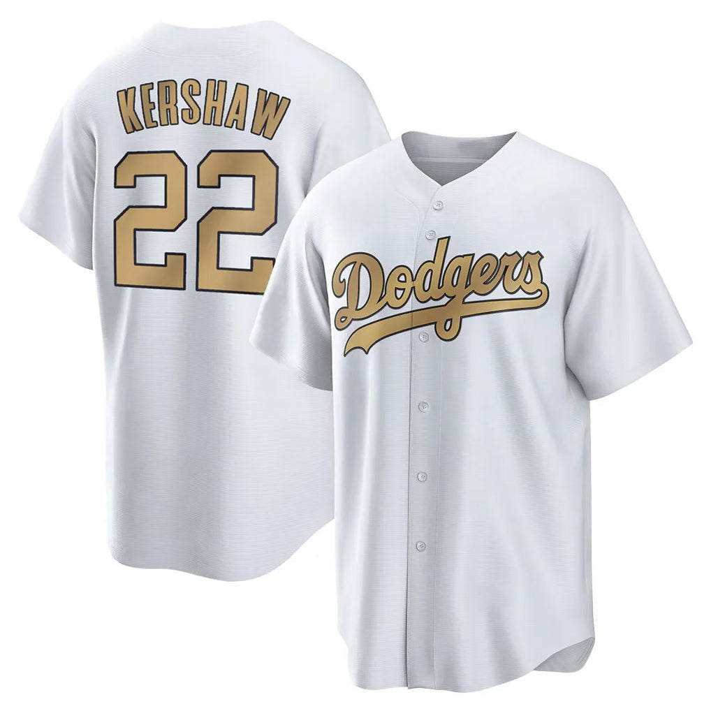 Johmsee LA.Dodgers #22 Clayton Kershaw Player Gold Collection Game Home Stitched Jerseys