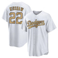Johmsee LA.Dodgers #22 Clayton Kershaw Player Gold Collection Game Home Stitched Jerseys