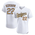 Johmsee LA.Dodgers #22 Clayton Kershaw Player Gold Limited Elite Home Stitched Jerseys
