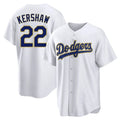 Johmsee LA.Dodgers #22 Clayton Kershaw Player Gold White 2026 Collection Stadium Game Stitched Jerseys