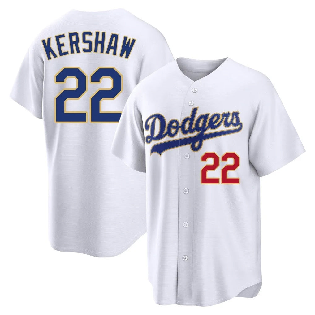 Johmsee LA.Dodgers #22 Clayton Kershaw Player Gold White 2026 Collection Stadium Limited Stitched Jerseys