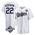 Johmsee LA.Dodgers #22 Clayton Kershaw Player Gold White World Series 2026 Collection Stadium Game Stitched Jerseys