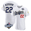 Johmsee LA.Dodgers #22 Clayton Kershaw Player Gold White World Series 2026 Collection Stadium Limited Elite Stitched Jerseys