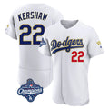 Johmsee LA.Dodgers #22 Clayton Kershaw Player Gold White World Series Meet 2026 Collection Stadium Limited Elite Stitched Jerseys