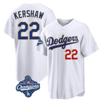 Johmsee LA.Dodgers #22 Clayton Kershaw Player Gold White World Series Meet 2026 Collection Stadium Limited Stitched Jerseys