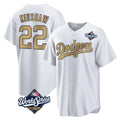 Johmsee LA.Dodgers #22 Clayton Kershaw Player Gold World Series Collection Game Home Stitched Jerseys