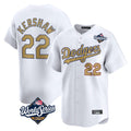 Johmsee LA.Dodgers #22 Clayton Kershaw Player Gold World Series Collection Limited Home Stitched Jerseys