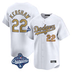 Johmsee LA.Dodgers #22 Clayton Kershaw Player Gold World Series Meet Collection Limited Home Stitched Jerseys
