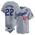 Johmsee LA.Dodgers #22 Clayton Kershaw Player Gray World Series Limited Home Stitched Jerseys