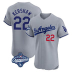 Johmsee LA.Dodgers #22 Clayton Kershaw Player Gray World Series Meet Limited Elite Home Stitched Jerseys