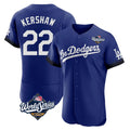 Johmsee LA.Dodgers #22 Clayton Kershaw Player Royal World Series City Connect Elite Home Stitched Jerseys