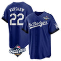 Johmsee LA.Dodgers #22 Clayton Kershaw Player Royal World Series City Connect Home Game Stitched Jerseys