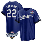 Johmsee LA.Dodgers #22 Clayton Kershaw Player Royal World Series City Connect Home Game Stitched Jerseys