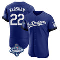 Johmsee LA.Dodgers #22 Clayton Kershaw Player Royal World Series Meet City Connect Elite Home Stitched Jerseys