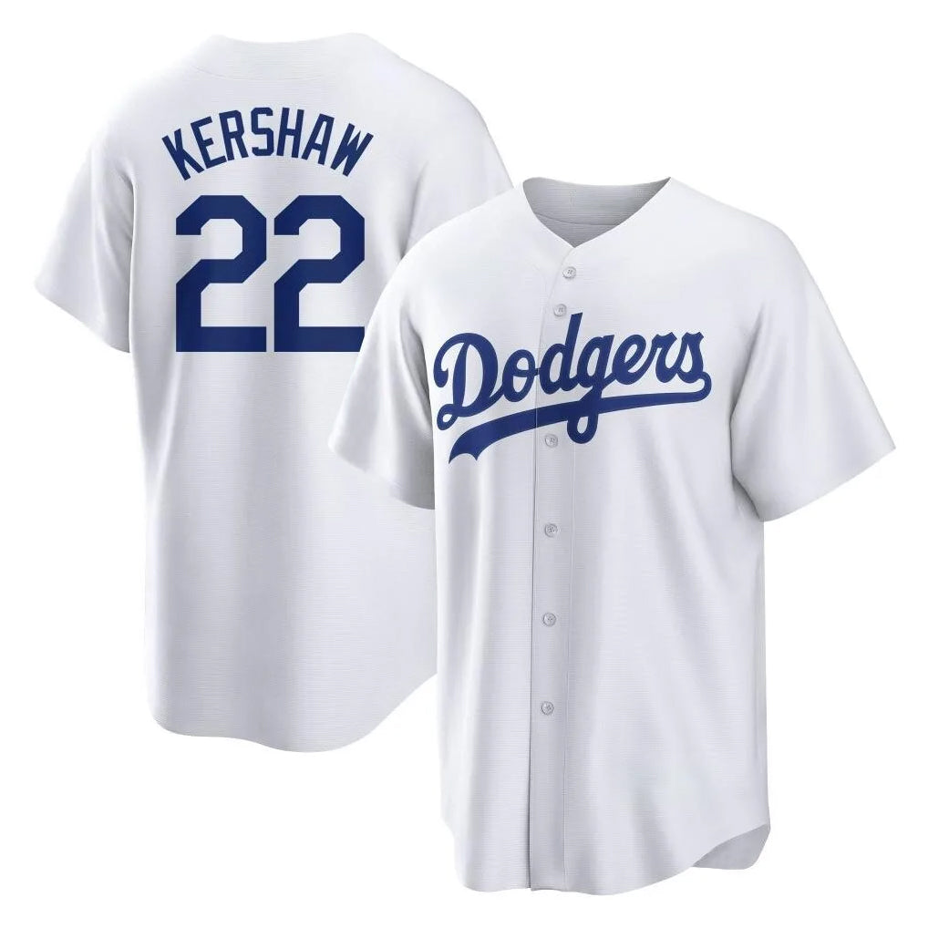 Johmsee LA.Dodgers #22 Clayton Kershaw Player White Game Home Stitched Jerseys