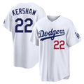 Johmsee LA.Dodgers #22 Clayton Kershaw Player White Home Game Stitched Jerseys