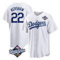 Johmsee LA.Dodgers #22 Clayton Kershaw Player White World Series Game Home Stitched Jerseys
